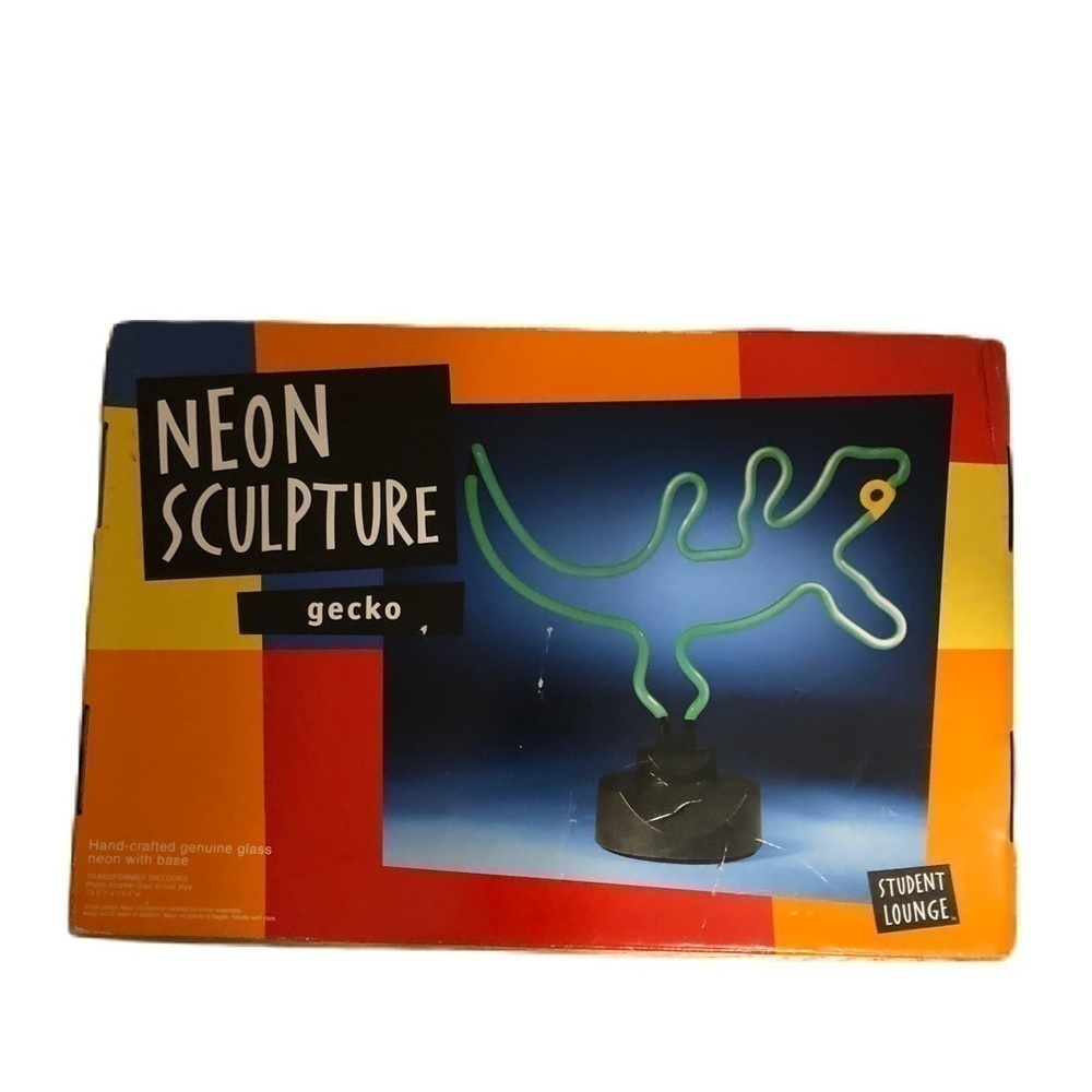 Vintage Neon Gecko Sculpture NEW Green Yellow Decor Light